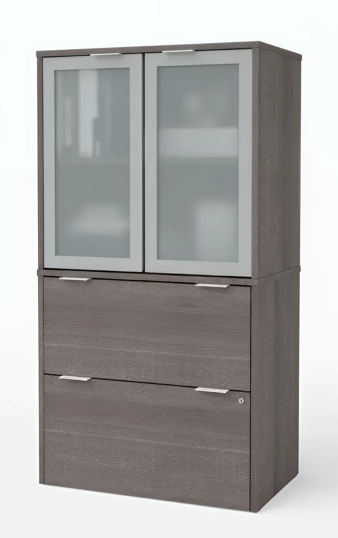 30in W Lateral File Cabinet with Frosted Glass Doors Hutch by Bestar