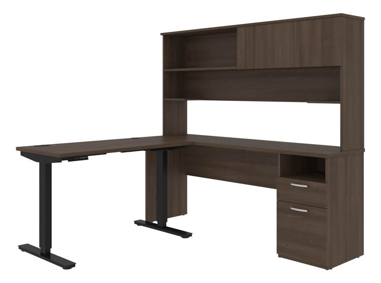 48in W Standing Desk and 6ft W Credenza with Hutch by Bestar