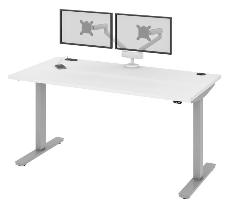 60in W 30in D Standing Desk with Dual Monitor Arm by Bestar