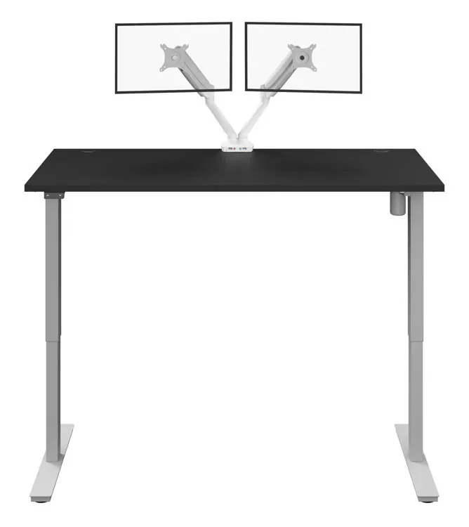 60in W 30in D Standing Desk with Dual Monitor Arm by Bestar