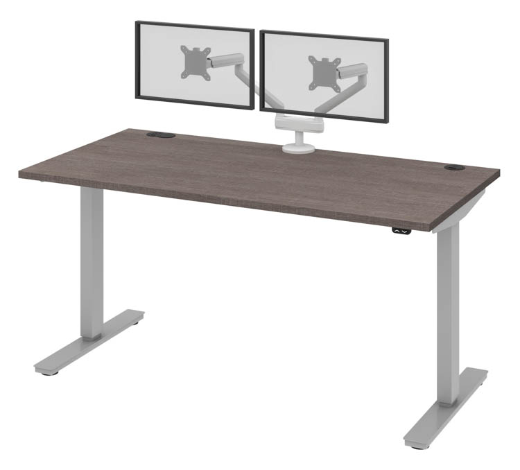 60in W 30in D Standing Desk with Dual Monitor Arm by Bestar