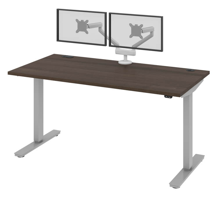 60in W 30in D Standing Desk with Dual Monitor Arm by Bestar