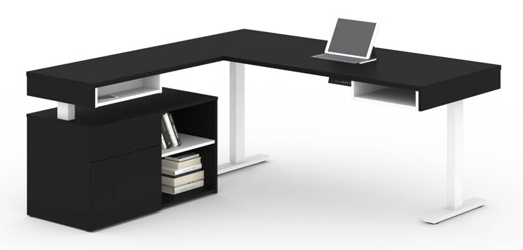 72in W L-Shaped Standing Desk with Credenza by Bestar