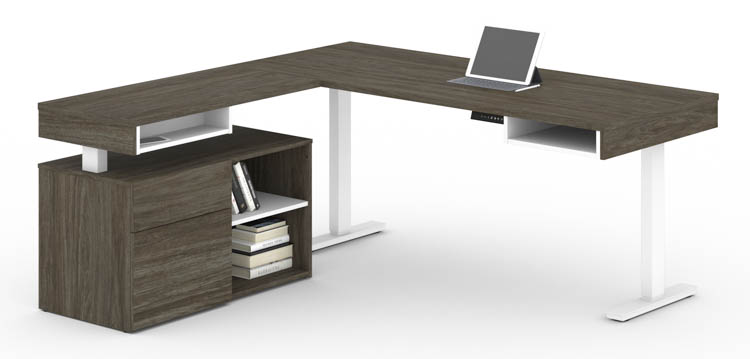 72in W L-Shaped Standing Desk with Credenza by Bestar