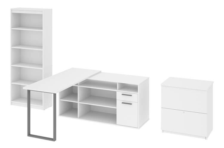 L-Shaped Desk with Lateral File and Bookcase by Bestar