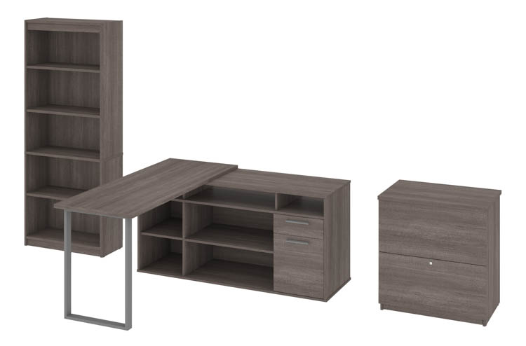 L-Shaped Desk with Lateral File and Bookcase by Bestar