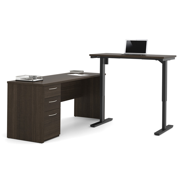 L-Desk Including Electric Height Adjustable Table by Bestar