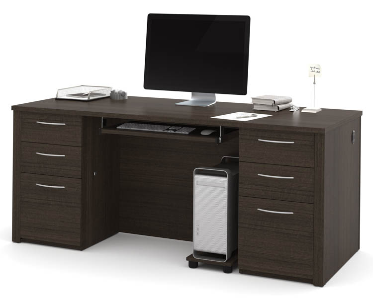 72in W Executive Desk with Two Pedestals by Bestar