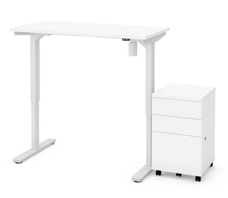 24in x 48in Electric Height Adjustable Table and Assembled Mobile Filing Cabinet by Bestar