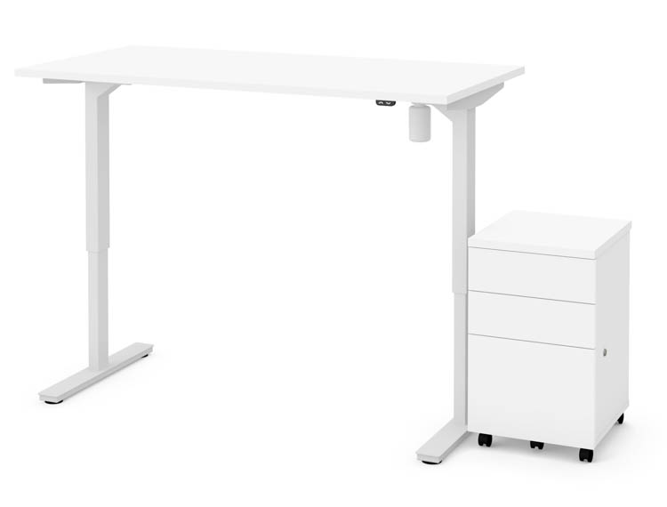 30in x 60in Electric Height Adjustable Table and Assembled Mobile Filing Cabinet by Bestar