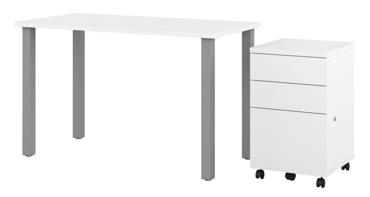 48in W x 24in D Table Desk with Assembled Mobile Pedestal by Bestar