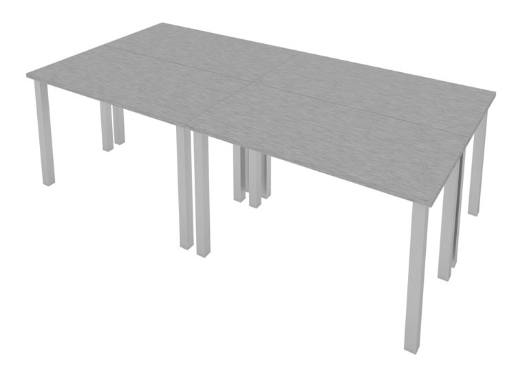 48in W x 24in D Table Desks with Square Metal Legs (set of 4) by Bestar