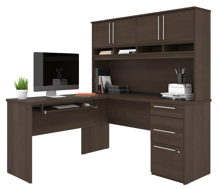 60in W L-Shaped Desk with Hutch by Bestar