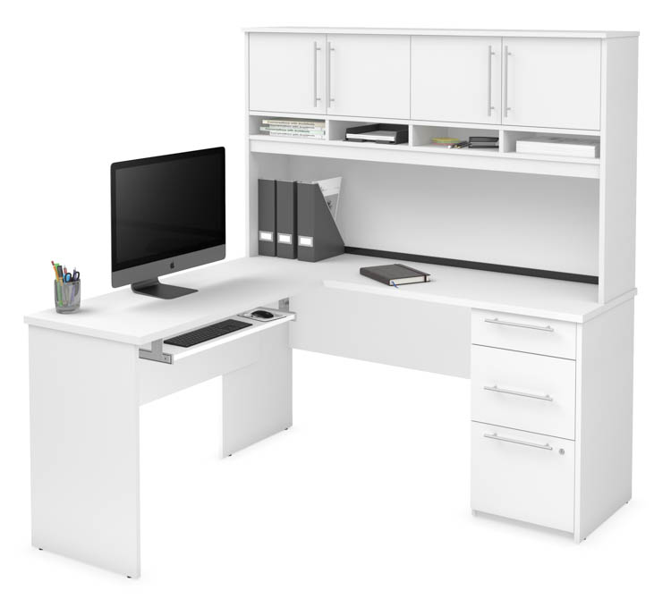 60in W L-Shaped Desk with Hutch by Bestar