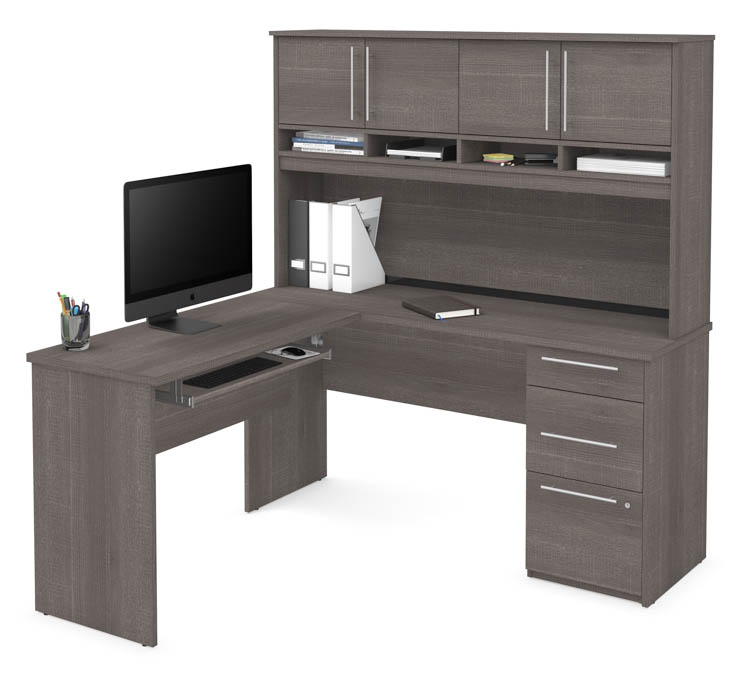 60in W L-Shaped Desk with Hutch by Bestar