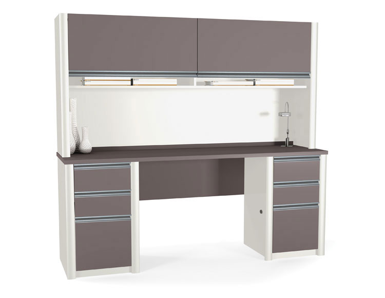 Double Pedestal Credenza with Hutch 93860 by Bestar