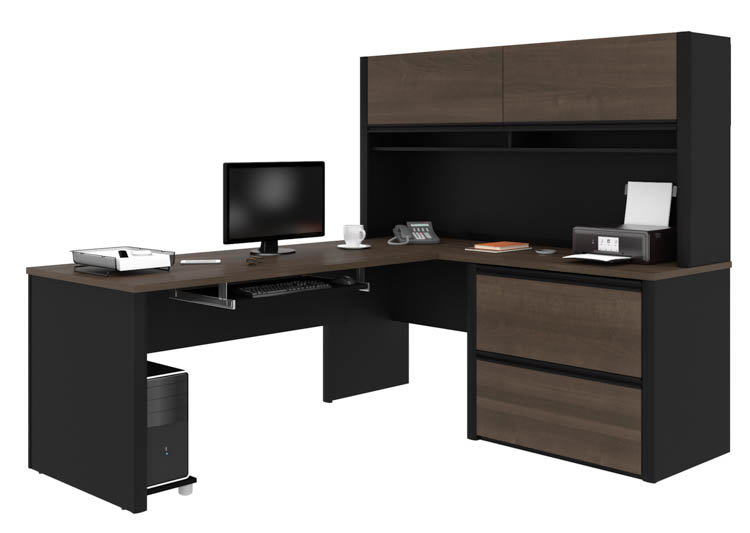 72in W x 83in D L-Shaped Workstation with Hutch by Bestar