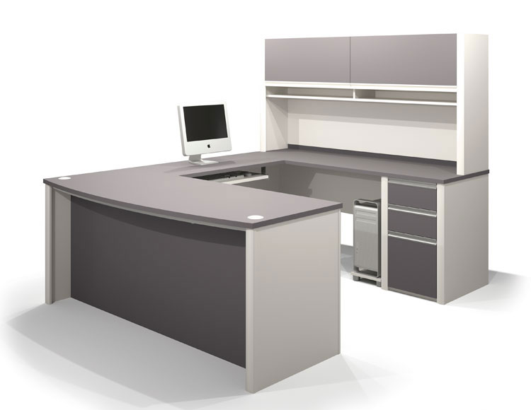 Bow Front U Shaped Desk with Hutch 93879 by Bestar