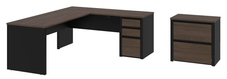 72in W L-Shaped Desk with Lateral File Cabinet by Bestar