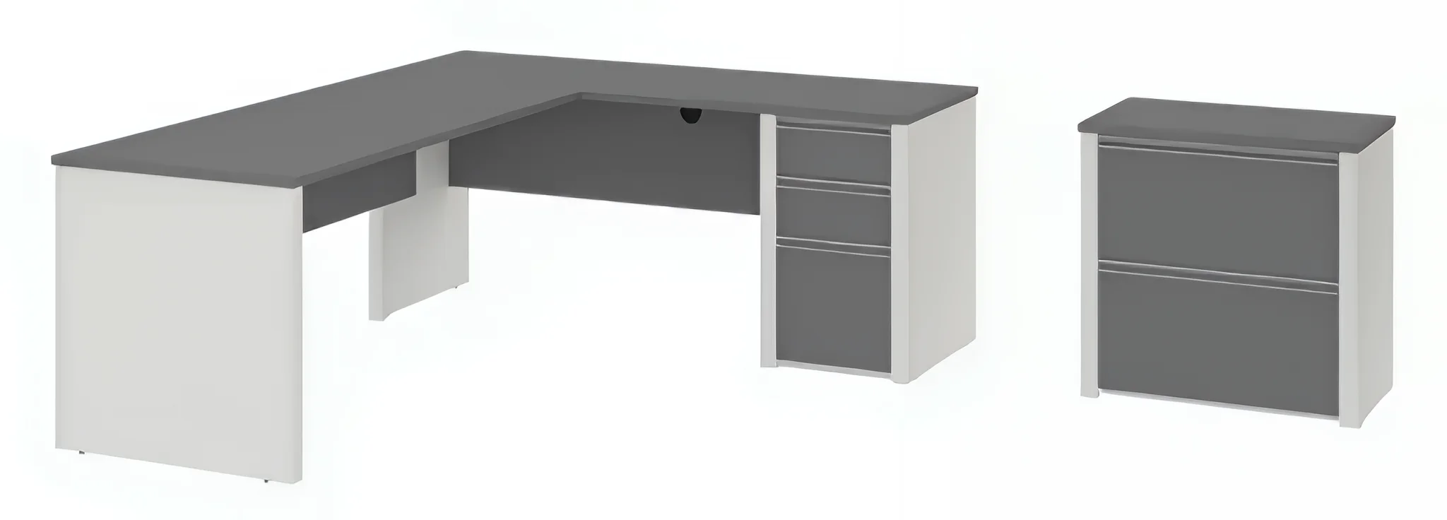 72in W L-Shaped Desk with Lateral File Cabinet by Bestar