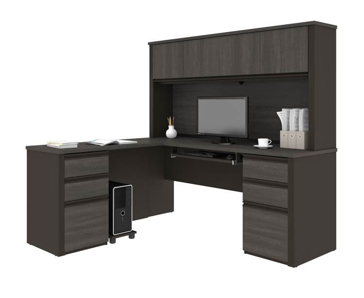 72in W x 63in D L-Shaped Workstation with 2 Pedestals by Bestar