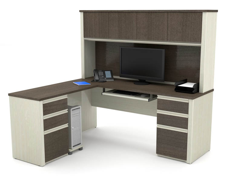 L-shaped Workstation with Two Pedestals by Bestar