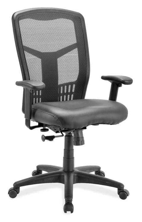 Cool Mesh High Back Chair with Leather Seat and Black Frame by Office Source