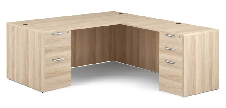 L-Desk 71in W x 83in D with Two 3 Drawer Pedestals by Office Source