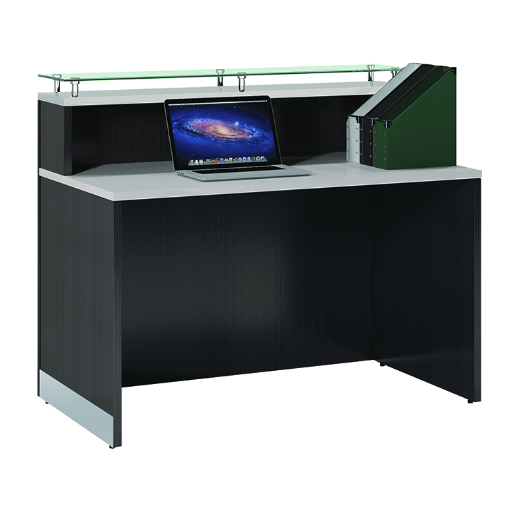 48in Straight Reception Desk with Glass Counter by Office Source