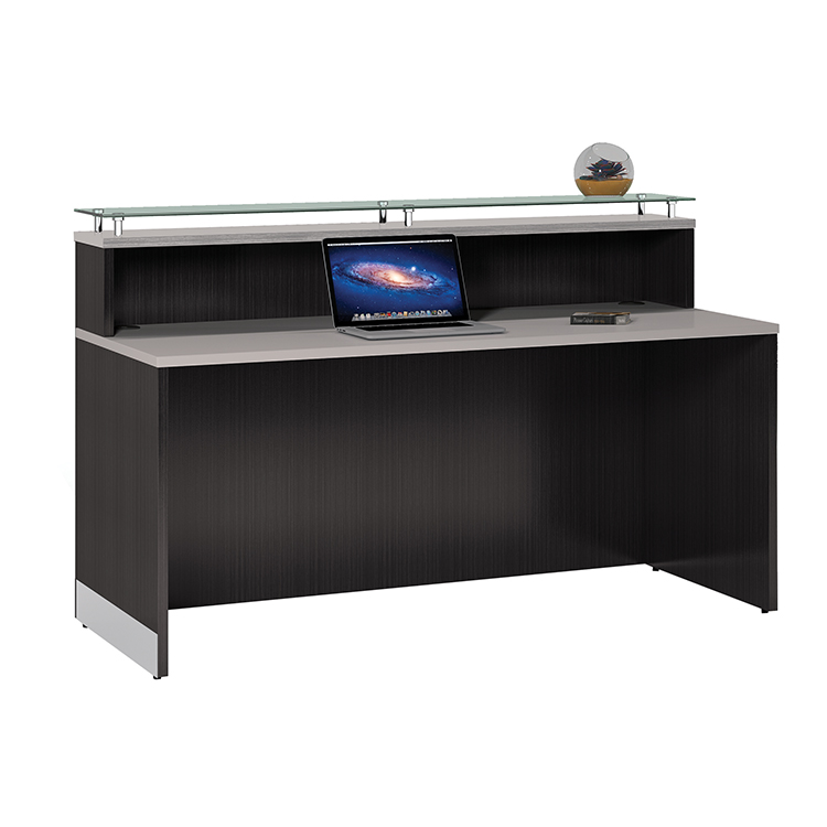 63in Straight Reception Desk with Glass Counter by Office Source
