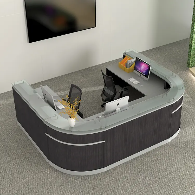 U-Shaped Reception Desk by Office Source Cavalier Collection in Steely Gray