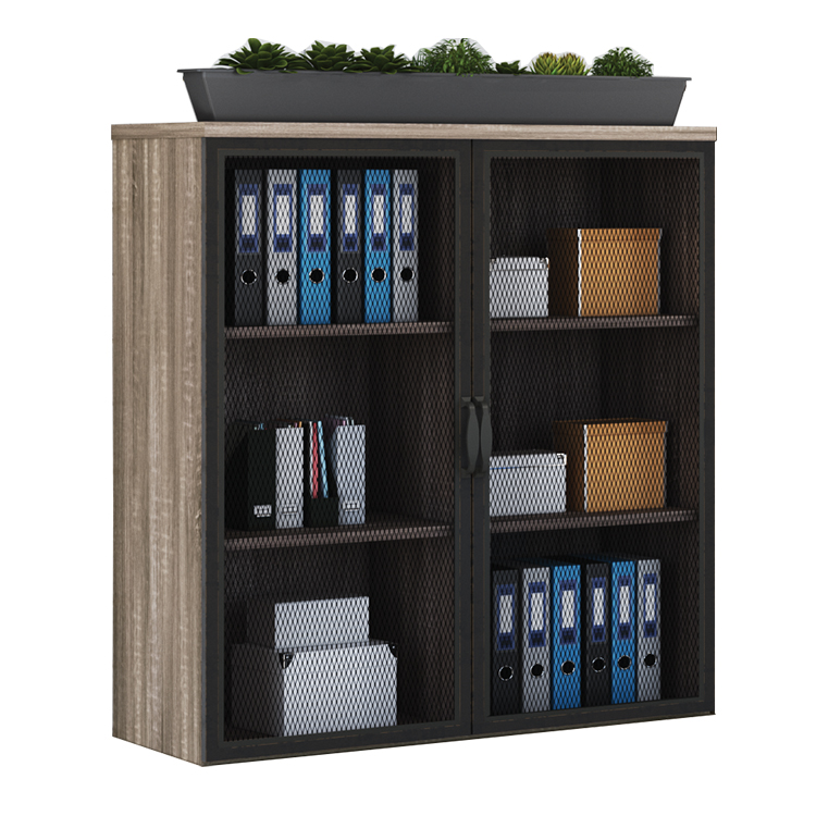 Bookcase with Metal Doors by Office Source