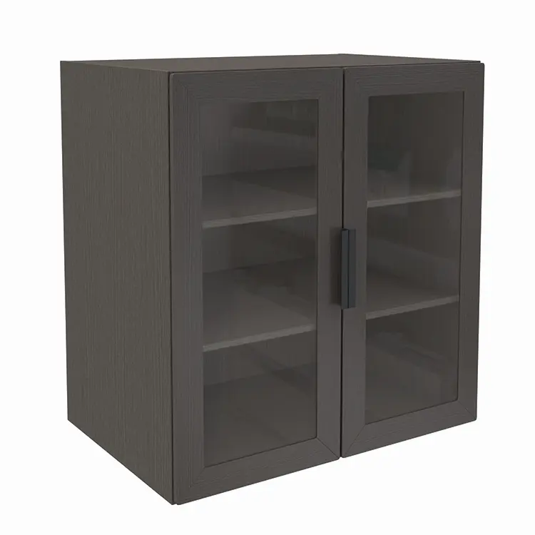 Storage Cabinet 36in W x 24in D x 38in H with 3 Laminate Shelves and Glass Doors by Office Source