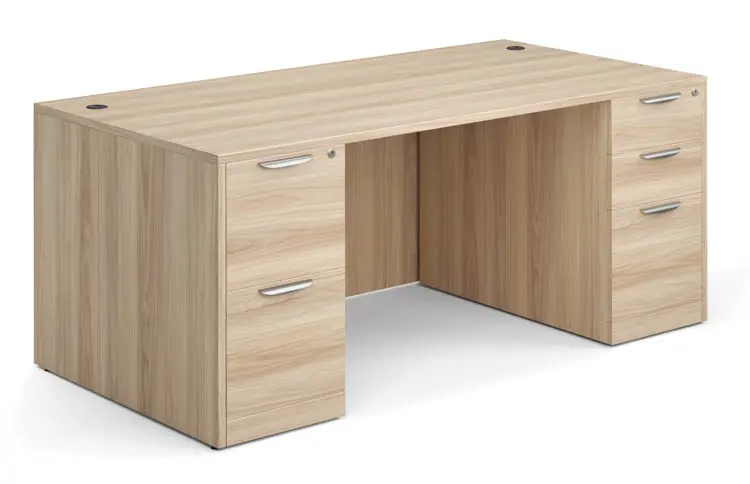 Desk 71in W x 36in D with Two 3 Drawer Pedestals by Office Source