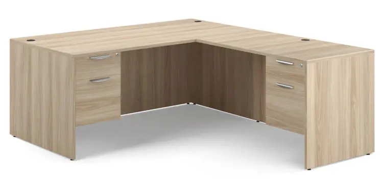 L-Desk 71in W x 83in D with 2 Hanging Pedestals by Office Source