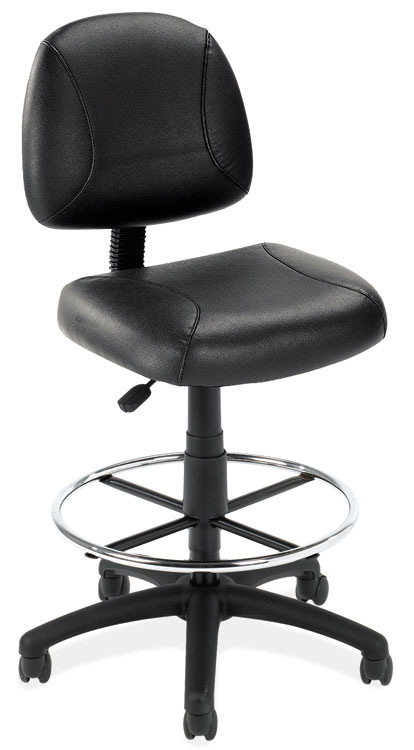 Black Leather Task Stool by Office Source