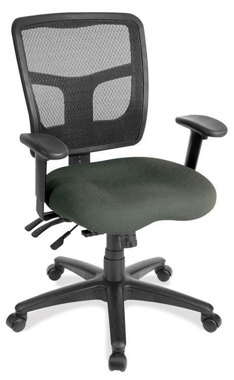 Cool Mesh Mid Back Leather Seat Chair with Seat Slider and Black Frame by Office Source