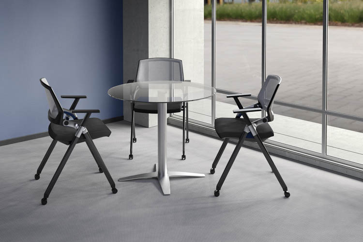 24in Glass Top Standard Height Cafeteria Table by Office Source