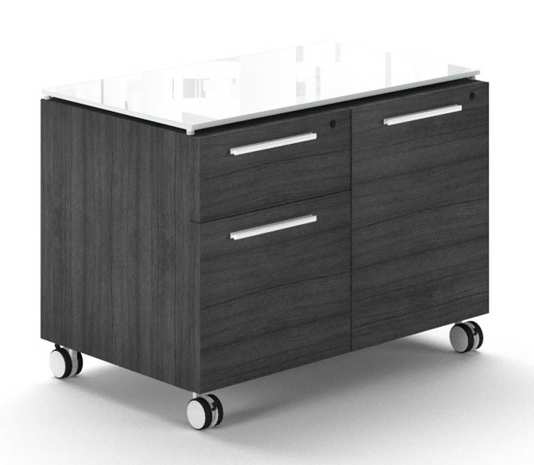 Mobile Combo Storage Unit with White Glass Top by Corp Design