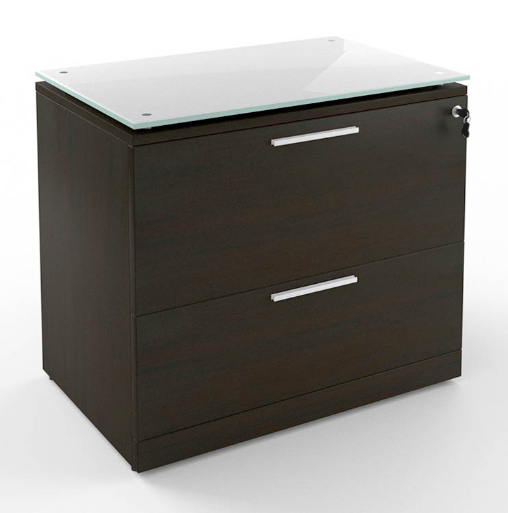 2 Drawer Lateral File with Glass Top by Corp Design