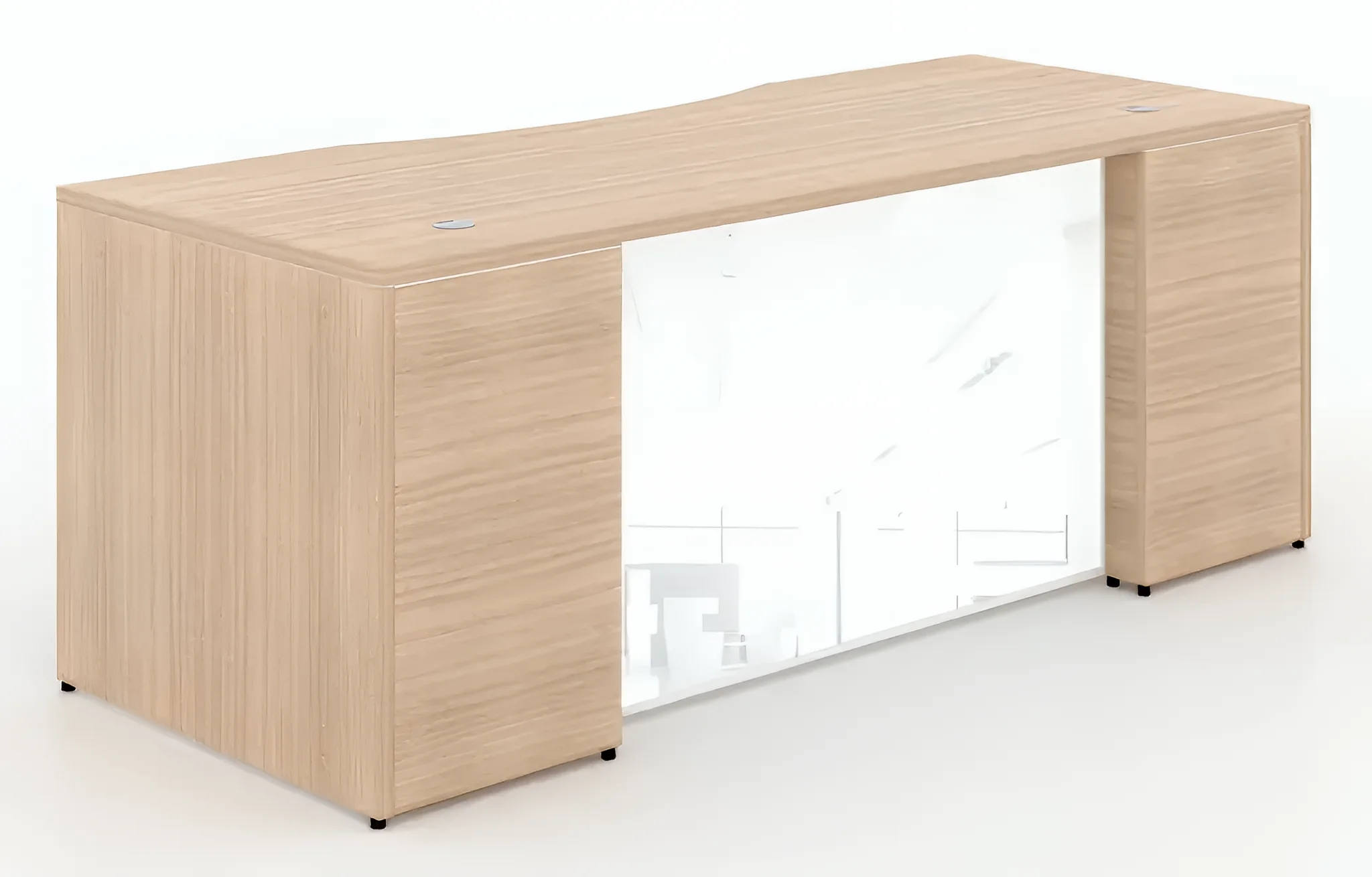 Desk 66in W x 30in D with 2 and 3 Drawer Pedestals and Glass Modesty Panel by Corp Design