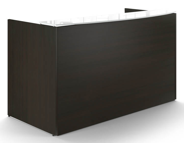 72in Reception Desk Shell with Floated White Glass Transaction Top by Corp Design