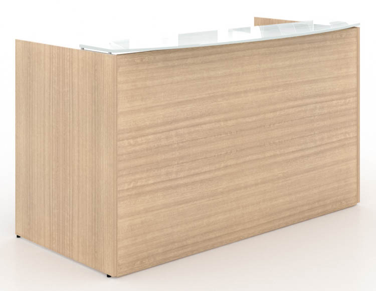 72in Reception Desk Shell with Floated White Glass Transaction Top by Corp Design