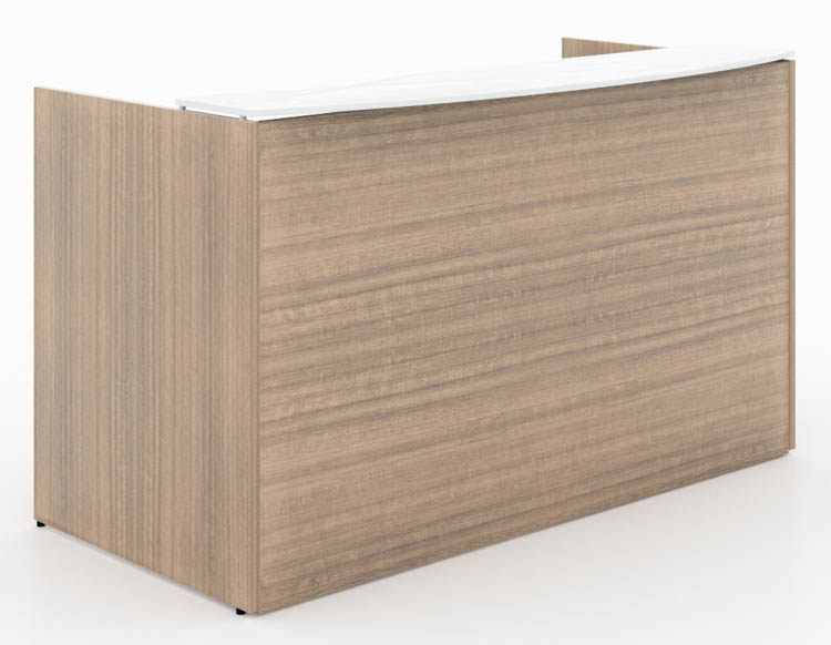 72in Reception Desk Shell with Floated White Glass Transaction Top by Corp Design