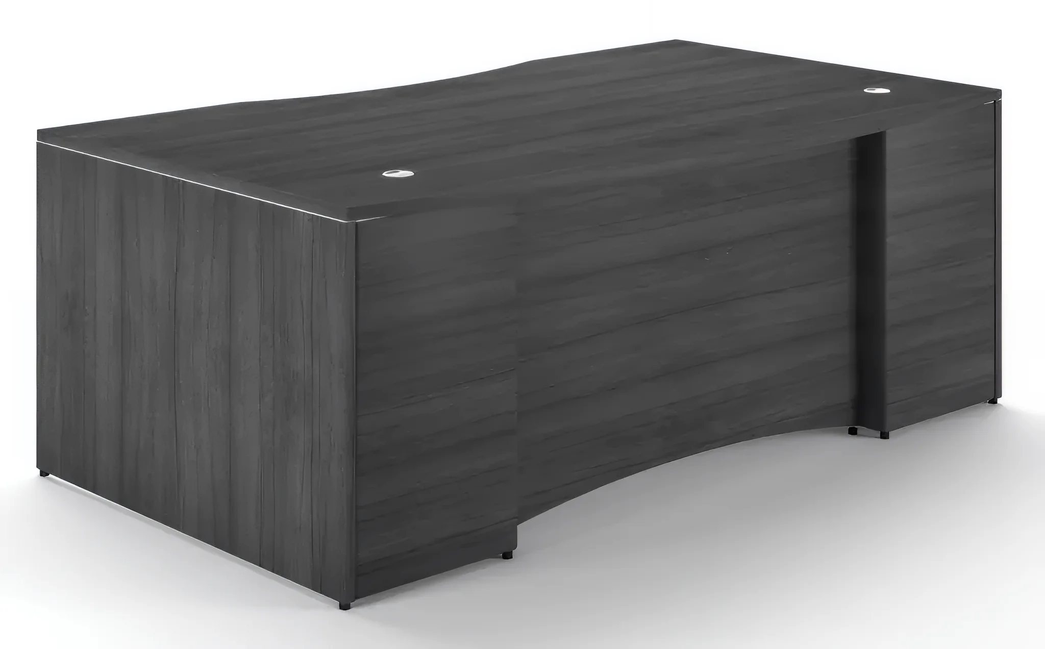 Bow-Front Desk 72in W x 42in D with 2 and 3 Drawer Pedestals by Corp Design
