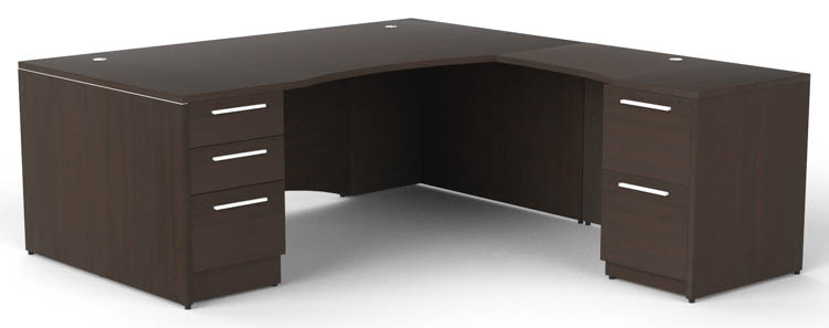 72in x 84in Bow Front L Shaped Desk by Corp Design