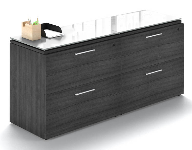 4 Drawer Lateral File Storage with Floated Glass Top by Corp Design