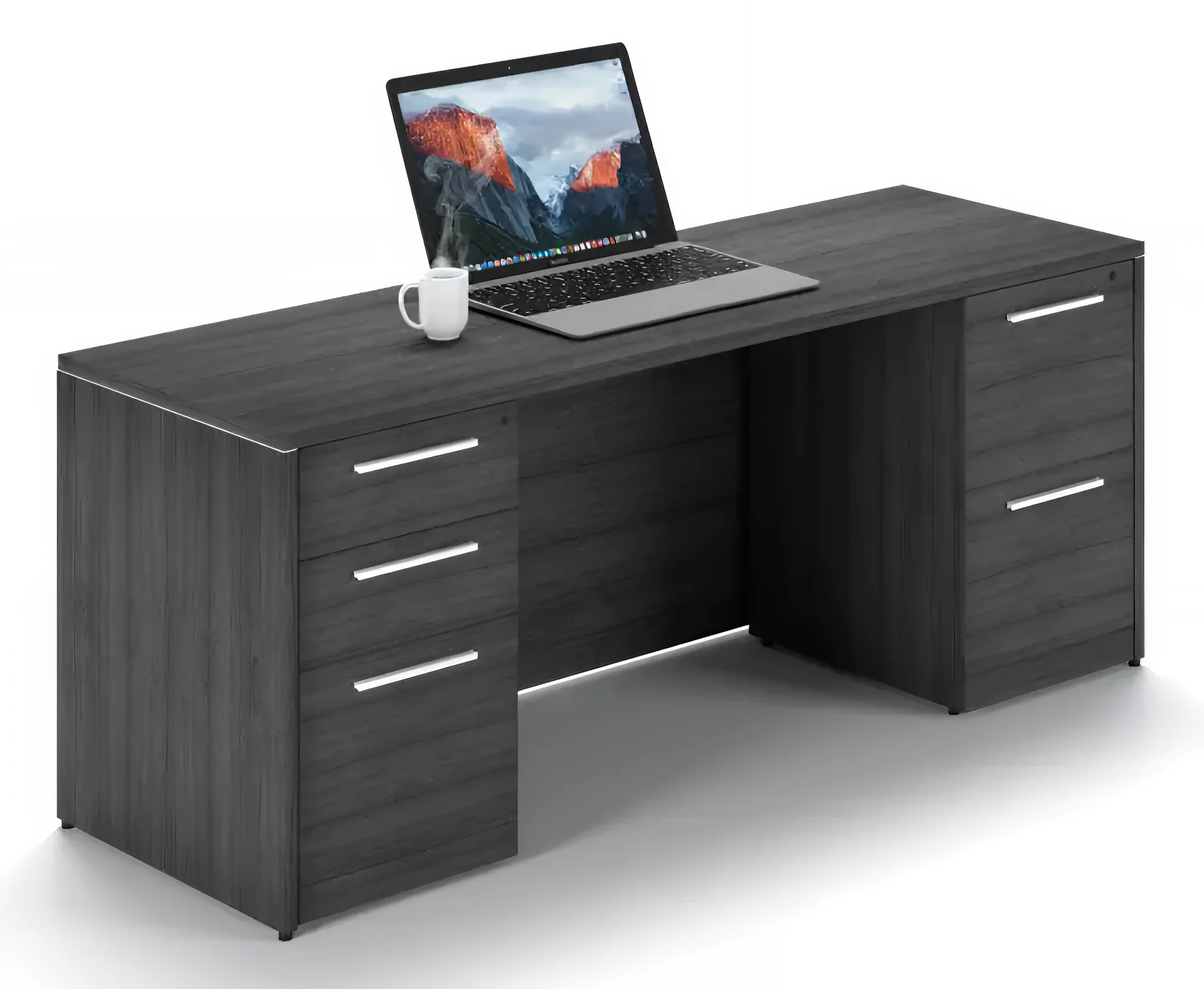 Credenza 72in W x 24in D x 30in H with 2 and 3 Drawer Pedestals and Ball-Bearing Slides by Corp Design