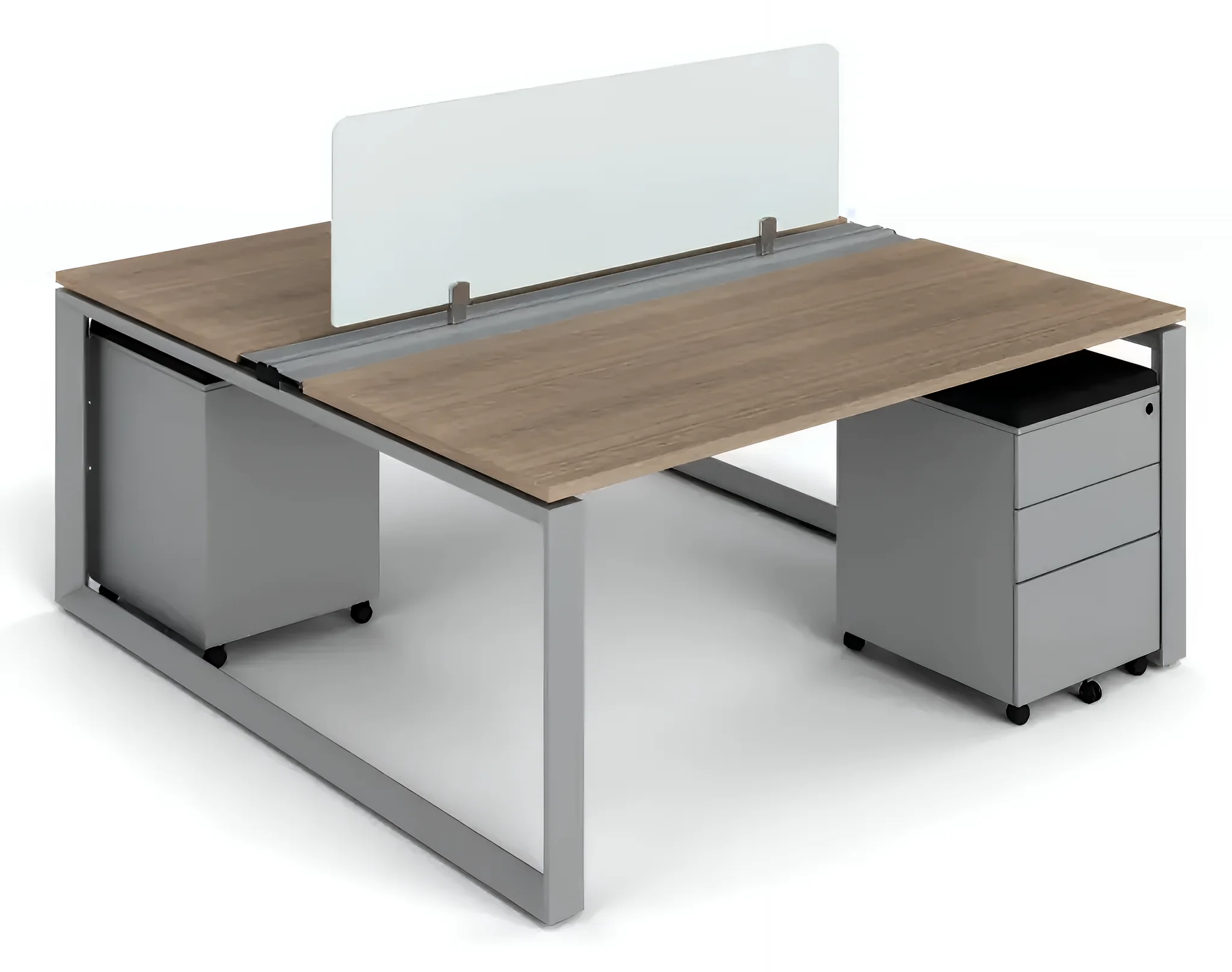 60in x 57in Double Desk Station with Mobile Pedestals by Corp Design