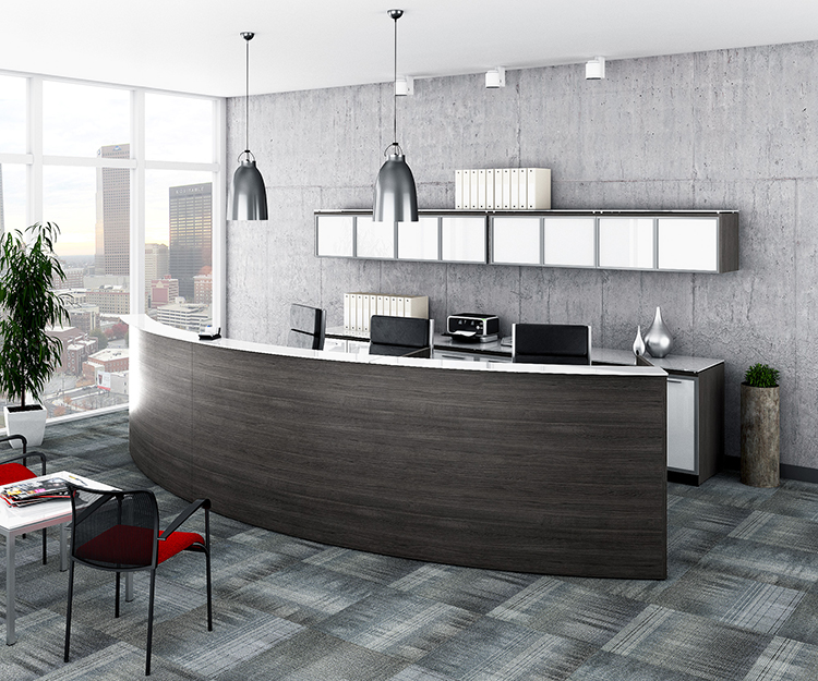 15&#039; Curved Reception Desk with Glass Top by Corp Design